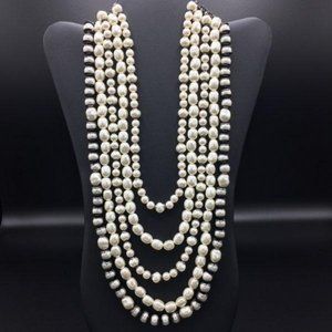 CHICO'S MULTI STRAND FAUX PEARL NECKLACE